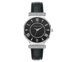 Alfred Sung Women's 34mm Radiance Leather Watch - Black/Silver/Black