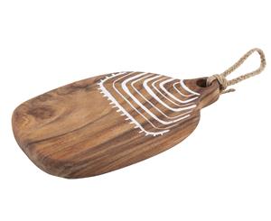 Amalfi Marula Acacia Wood Serving Pattern Paddle Natural/White 30.5x20x2.5cm