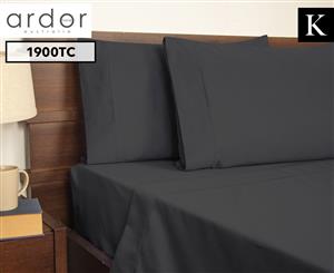 Ardor 1900TC King Bed Sheet Set - Charcoal