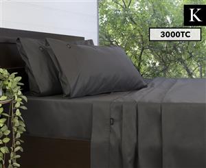 Ardor 3000TC Cotton Rich Super King Bed Sheet Set - Charcoal