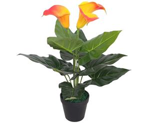 Artificial Calla Lily Plant with Pot 45cm Red and Yellow Fake Foliage