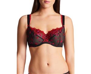 Aubade PB13 Romance D Ete Embroidered Non-Padded Underwired Comfort Full Cup Bra - Intense Black