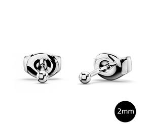 Ball Stud Earrings 2mm|White Gold