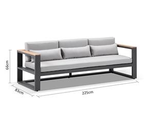 Balmoral 3 Seater Outdoor Aluminium And Teak Lounge - Outdoor Aluminium Lounges - Charcoal/Olefin Grey cushion