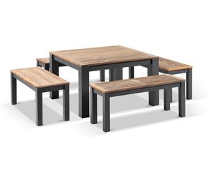 Balmoral Dining Coffee Table With 4 Bench Seats - Outdoor Aluminium Dining Settings - Charcoal Aluminium