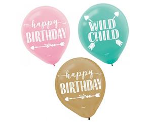 Boho Birthday Girl Wild One Balloons Pack of 15