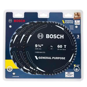 Bosch 235mm 20T 40T & 60T TCT Circular Saw Blade Set for Wood Cutting - GENERAL PURPOSE - 3 Piece