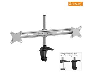 Brateck Elegant Dual Horizontal LCD Monitor Table Stand w/Arm & Desk Clamp VESA 75/100mm Up to 27" BT-LDT02-C02