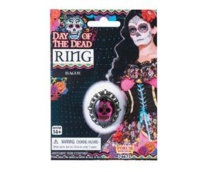 Bristol Novelty Unisex Adults Day Of The Dead Ring (Black/Pink) - BN2316