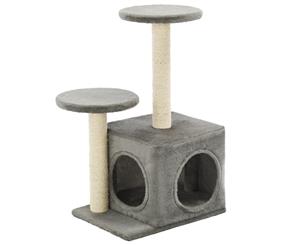 Cat Tree with Sisal Scratching Posts Grey Scratcher Tower Condo House