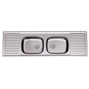 Clark 1538mm Benchmark Double Centre Bowl Inset Sink With No Tap Hole