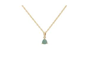 Classic Trillion Green Jade Three Claw Set Triangle Pendant in 9ct Yellow Gold