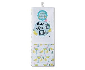 Cooksmart Pack of 2 Tea Towels Home Is Where The Gin Is