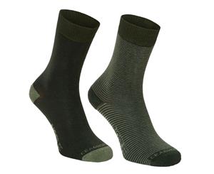 Craghoppers Mens Nosilife Walking Hiking Socks (Pack Of 2) (Parka Green/Dry Grass Green) - CG1048