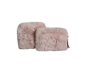 Demi Set Of 2 Faux Fur Cosmetic Pouches 18X16Cm 18X12Cm - Blush