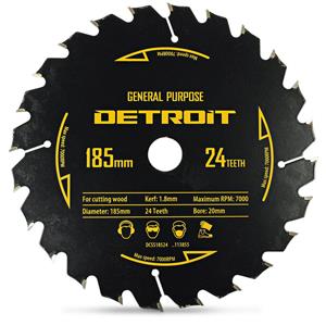 Detroit 185mm 24T TCT Circular Saw Blade for Wood Cutting