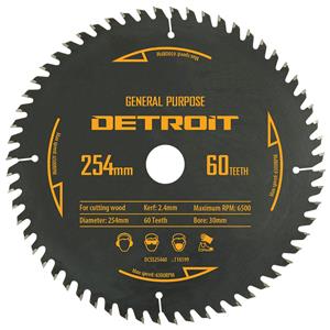 Detroit 254mm 60T TCT Circular Saw Blade for Wood Cutting