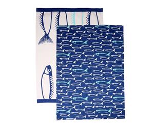 Dexam Set of 2 Teatowels Fish Marine