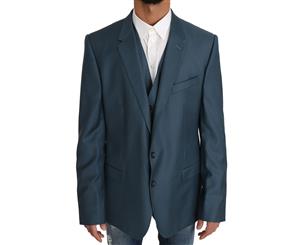 Dolce & Gabbana Blazer Vest 2 Piece Blue Martini Wool