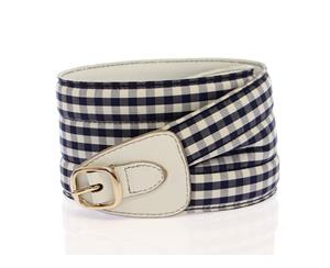 Dolce & Gabbana Blue Cotton Leather Logo Waist Belt