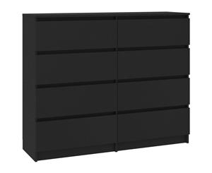 Drawer Sideboard Black 120cm Chipboard Cabinet Buffet Storage Cupboard