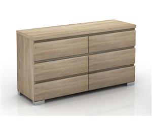 Elara 6 Drawer Chest Storage Cabinet Scratch-Resistant Room Organiser Bedroom - Light Sonoma Oak