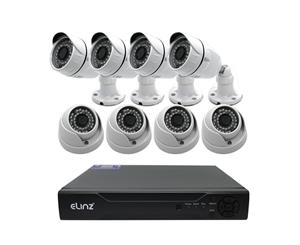 Elinz 8CH CCTV Security Camera DVR 1080P Face Detection 4x Bullet 4x Dome