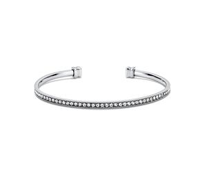 Eternity Metro Open Bangle with Austrian Crystals - Rhodium Plated