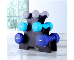 Everfit Dumbbell Weights Rack Set 6 Hand 12kg Exercise Fitness Gym Dumbells