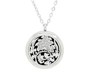 Floral Tree of Life Aromatherapy Essential Oil Diffuser Necklace - Silver 30mm -Valentine's Day Gift