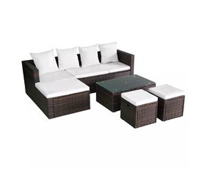 Garden Lounge Set 12 Pieces Poly Rattan Brown Sofa Furniture Table