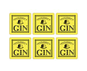 Gentleman's Gin Set of 6 Coasters Lemon