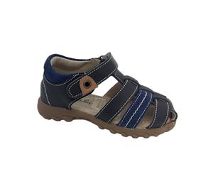 Grosby Apollo Leather Upper Covered Toe Closed Back Boys Toddler Sandals - Navy