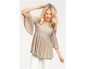 Heine Pleated Knit Top Sand