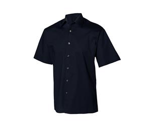 Henbury Mens Short Sleeve Fitted Work Shirt (Navy) - RW644