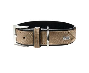 Hunter Premium Capri Leather Dog Collar Small to Large Breeds - Stone/Black