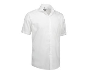 Id Mens Fine Twill Shirt Short Sleeve Modern Fit (White) - ID490