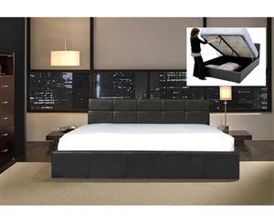 Istyle Chanelle Double Gas Lift Ottoman Storage Bed Frame Pu Leather Black