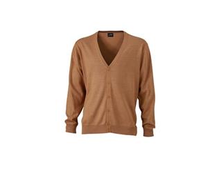 James And Nicholson Mens V-Neck Cardigan (Camel Brown) - FU727