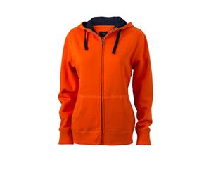 James And Nicholson Womens/Ladies Lifestyle Zip-Hoodie (Dark Orange/Navy) - FU483