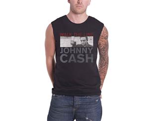 Johnny Cash Vest Walk The Line Studio Shot Official Mens - Black