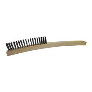 Josco 3-Row Steel Bristle Wood Long Handle Wire Brush