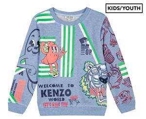 KENZO Boys' Welcome To KENZO World Sweatshirt - Light Blue Marle