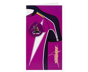 Melbourne Storm NRL Birthday Greeting Card with Badge