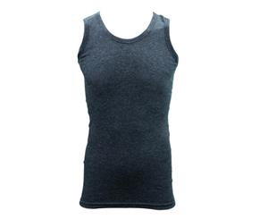 Mens Merino Wool Blend Thermal Singlet Tops - Men's Singlet - Black