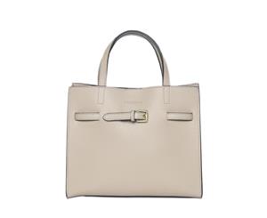 Mocha Belt Leather Tote Bag - Light Taupe