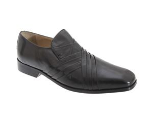 Montecatini Mens Cross Pleated Tab Front Leather Shoes (Black) - DF859