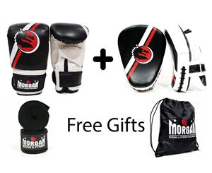 Morgan Bag Mitt Boxing Value Pack + Free Gifts Black & White