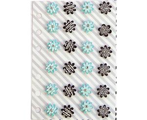 My Prima Planner Mini Flowers .65" 24/Pkg-#1 Aqua & White Black & White