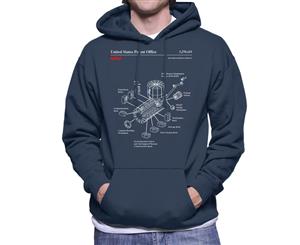 NASA JEM Pressurized Module Blueprint Men's Hooded Sweatshirt - Navy Blue